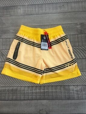 Cheddar Yellow Kids Mesh Athletic Shorts